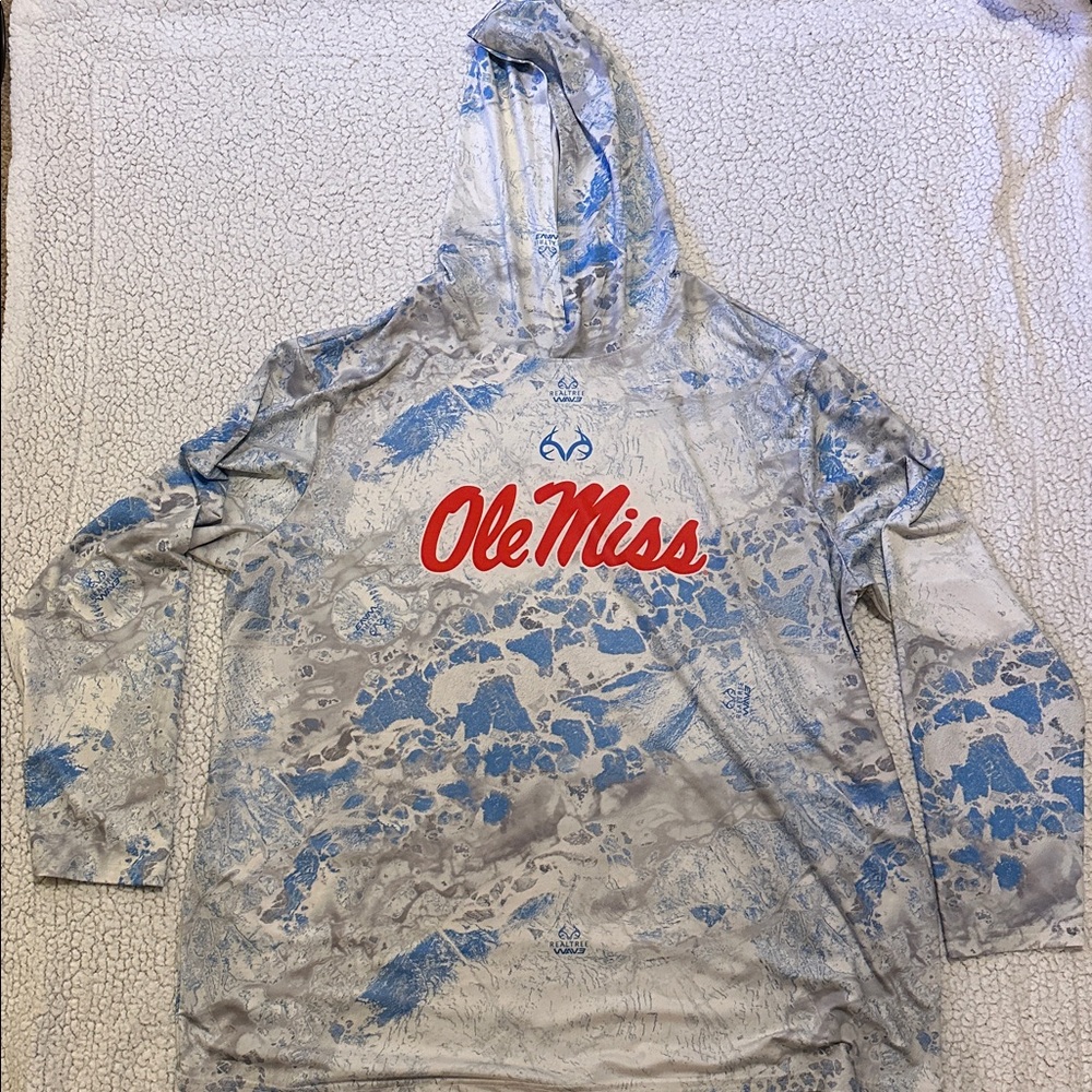 Ole Miss Powder Blue Realtree Nike Lightweight Pullover / Hoodie Tee